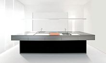Contemporary kitchen CUBICAstainless steelwoodenisland