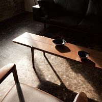 Contemporary coffee table WING LUXsolid woodoak basewalnut base