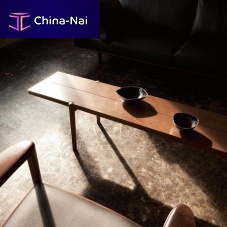 Contemporary coffee table WING LUXsolid woodoak basewalnut base