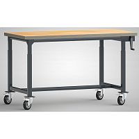 Wooden workbench HYDRAULIC HAND CRANKfor workshopsmobile
