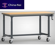 Wooden workbench HYDRAULIC HAND CRANKfor workshopsmobile
