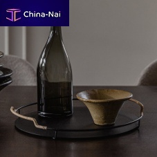 Rattan serving tray BALCONYpowder-coated steelhome