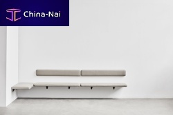 Contemporary bench FOURLIKES®woodenwith backrestupholstered