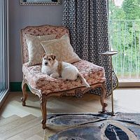 Louis XV style fireside chair LISIEUX fabricleatheroak