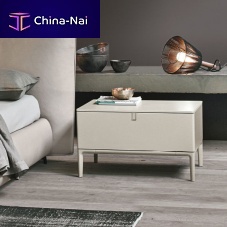 Contemporary bedside table Insidelacquered MDFleathercast aluminum base