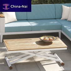 Contemporary coffee table Aura teakstainless steel baserectangular