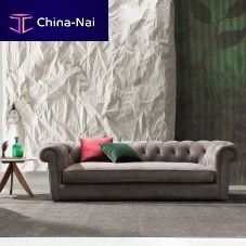 Chesterfield sofa BOSTONfabricleatherbrown