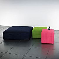 Contemporary pouf QUARTIERfabricsquareblue