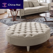 Contemporary ottoman BELMONDOfabricleatherround