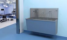 Wall-mounted hand basin FLUVIUScountertopwith postrectangular