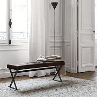 Contemporary upholstered bench Pathosfabricleathersteel base