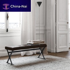 Contemporary upholstered bench Pathosfabricleathersteel base