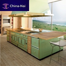 Wooden kitchen island equippedwith cooktopcustom