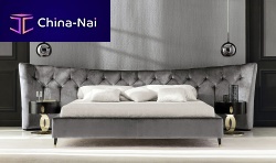 Double bed BUTTERFLYcontemporaryupholsteredwith upholstered headboard