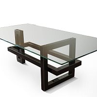 Contemporary dining table IOSglassstainless steel baselacquered metal base