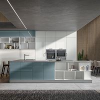 Contemporary kitchen KLEE lacquered MDFglassisland