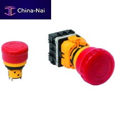 Mushroom switch ES-FB1W-XW1E-BV412MFR-YOsingle-poleIP65thermoplastic