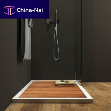 Rectangular shower base GADOabove floorteaknon-slip