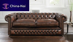 Chesterfield sofa HOLYROODleatherbrown2-person