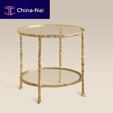 Contemporary pedestal table 2 PLATEAUXglassbronze baseround