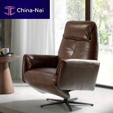 Contemporary relaxing armchair 5056 leathercowhidepine