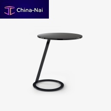 Contemporary pedestal table Good morninglacquered steelchrome steel baseround