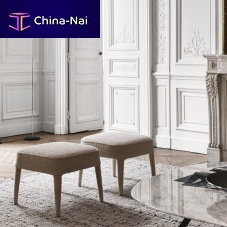 Contemporary pouf Febofabricleathersolid wood