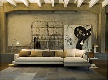 Contemporary sofa LARSEN fabricbrown4-seater
