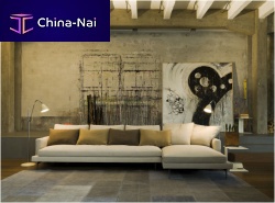 Contemporary sofa LARSEN fabricbrown4-seater