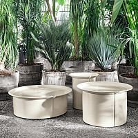 Contemporary coffee table Briseceramicstainless steel baseceramic base