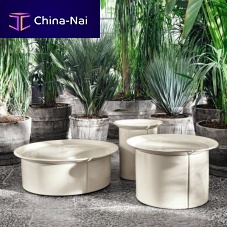Contemporary coffee table Briseceramicstainless steel baseceramic base