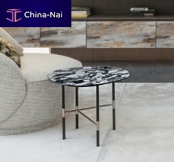 Contemporary coffee table JUPITER lacquered woodmarblemetal base