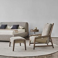 Contemporary relaxing armchair BICEleatherfabricwalnut
