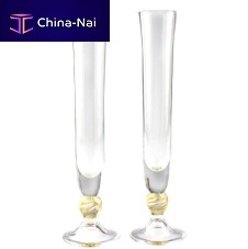 Blown glass champagne flute TOAST - YOU & MEMurano glassgold