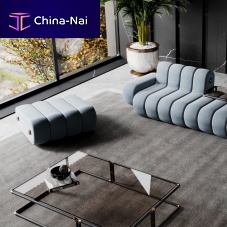 Contemporary ottoman DAKOTAleatherrectangularupholstered