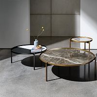 Contemporary coffee table CAMPOSceramicmetal baseround