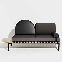 Contemporary daybed GRIDfabricleatherwooden