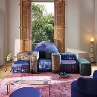 Modular sofa Notturno a New Yorkcontemporaryfabricblue