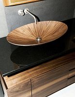Countertop washbasin LAGUNA PUREwoodenwith shelfround