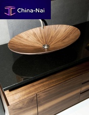 Countertop washbasin LAGUNA PUREwoodenwith shelfround