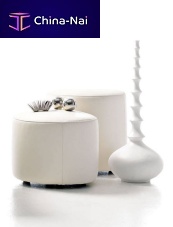 Contemporary pouf CAPRAIAfabricleatherround