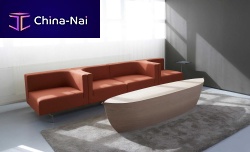 Contemporary sofa SIDEfabricleatherred