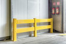 Steel edge fall protection guard rail