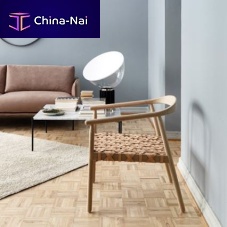Contemporary armchair FAYleatherwoodenwith footrest