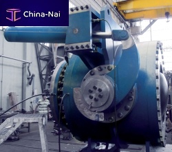 Butterfly valve hydraulically-operatedflow controlshut-off