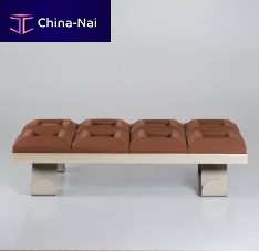 Original design upholstered bench CIOCCOSOFfabricpowder-coated steel basewooden
