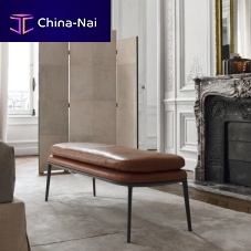 Contemporary upholstered bench Caratosfabricleatheraluminum base