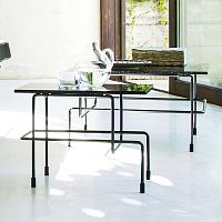 Contemporary coffee table Trafficwood veneeracrylicsteel base