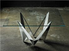 Contemporary dining table STARLIGHTtempered glassmetal baserectangular