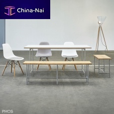 Contemporary dining table KATI-E1-200x90-MWmelaminestainless steel baserectangular